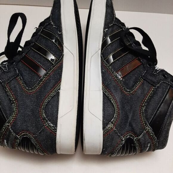 ADIDAS / Canvas Rasta Logo Sneaker Shoes Black Youth V21148 Sz 6 - Picture 12 of 15